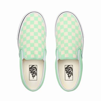 Damske Slip On Tenisky Vans Checkerboard Classic Zelene Siva/Biele VA35IYDLZ